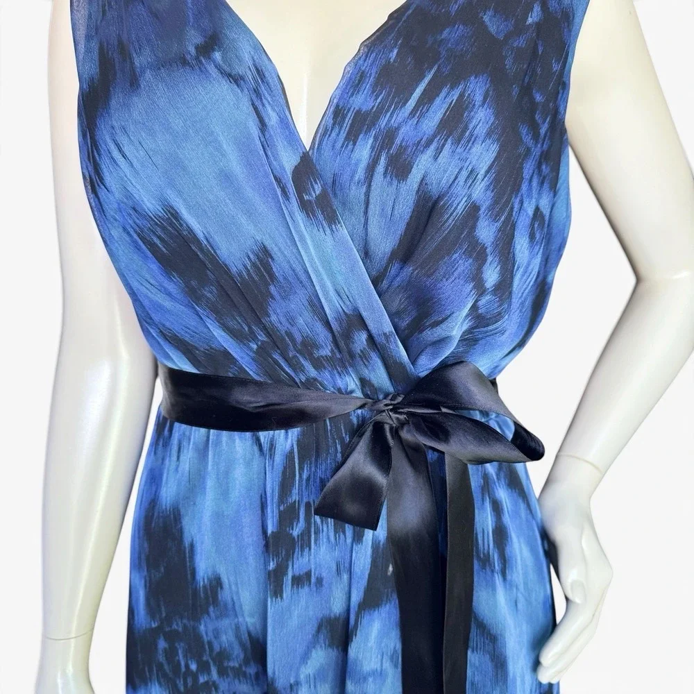 Roz & Ali Sleeveless Blue Flowy Dress 14 Whimsigoth